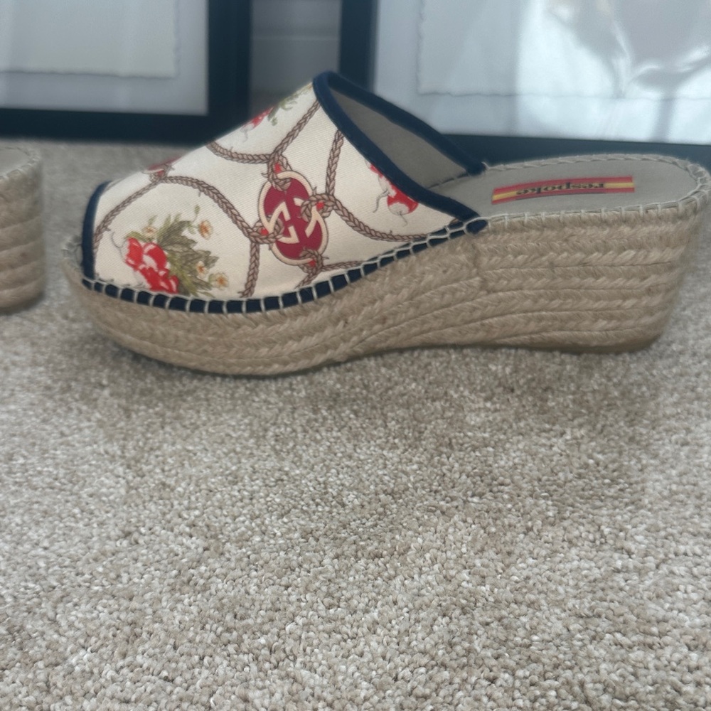 Respoke - Gucci Scarf Upcycled Floral Espadrille Wedge Sandals - Picture 6 of 13